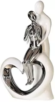 Gilde Figur "Romanze" weiß/silber, Keramik, 33,5cm (36152)