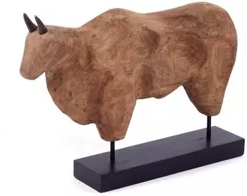Xtradefactory Bull Stier-Skulptur, Mangoholz, 48cm
