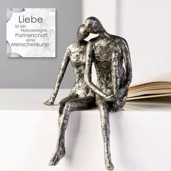 Casablanca Skulptur "Couple" Kantensitzer antik-silber, 25cm (59657)
