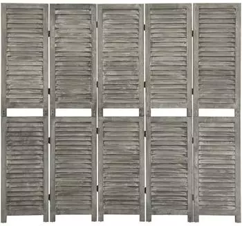 vidaXL Raumteiler 5-tlg. grau 179x166cm Massivholz