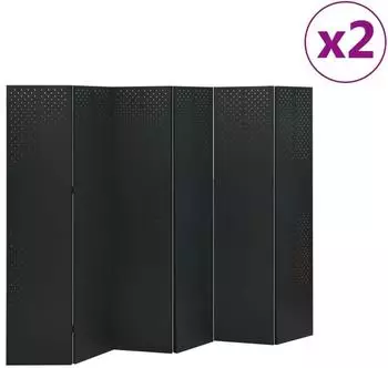 vidaXL Raumteiler 6-tlg., 2 Stk., schwarz, 240x180cm, Stahl