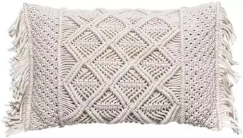 Atmosphera Makramee-Kissen mit Fransen 30x50cm, beige