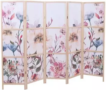 MCW Paravent MCW-O70, Holz/Polyethylen, Blumenmotiv, 170x227cm (100404)