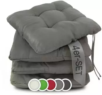 ZOLLNER Stuhlkissen 4er-Set 38x38cm, 55% Baumwolle/45% Polyester, anthrazit (Oeko-Tex&reg; Standard 100)