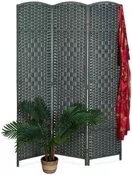 Relaxdays Paravent Raumteiler 3-teilig, faltbar, grau (170x120cm)