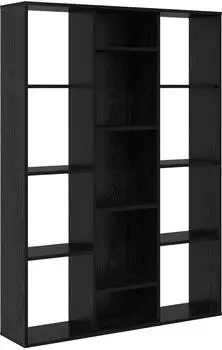 vidaXL Raumteiler B&uuml;cherregal Holzwerkstoff schwarz Eichen-Optik 100x24x140cm (875012)