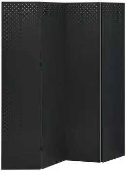 vidaXL Raumteiler 4-teilig Stahl schwarz 160x180cm