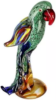 Gilde Papagei Glasfigur grün/rot/blau, H. 28cm (27351)