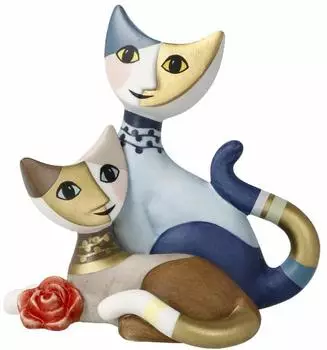 Goebel Fioritura d'amore Katzenpaar-Figur, Biskuitporzellan, 8cm