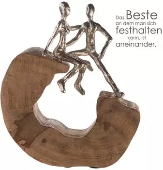 Casablanca Skulptur "Secure" Aluminium & Mangoholz, 27cm (81021)