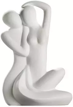 Gilde Dekofigur Paar „Geborgenheit" Keramik cremeweiß, 36cm (30364)