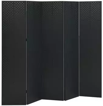 vidaXL 5-tlg. Raumteiler 2 Stk., schwarz, 200x180cm, Stahl