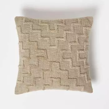 Homescapes Dekokissen geometrisch getuftet Baumwolle, beige, 45x45cm