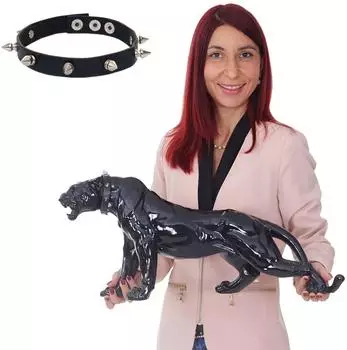 MCW Deko-Figur Panther/Leopard schwarz hochglanz mit Halsband, 59cm