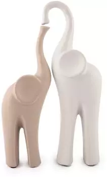 Pajoma Matabi verliebte Elefanten 2er-Set, Keramik, beige/grau, 11,5cm (54837)