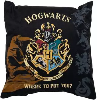 United Labels Harry Potter Hogwarts Dekokissen, schwarz, 40x40cm (0134220)