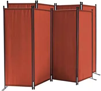 QUICK STAR Paravent 4-teilig, Stoff, rotorange, 165x220cm, 2er-Set (RAL 2001)