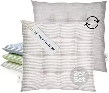 Tom Tailor Freshstripe Sitzkissen 9-lagig, 40x40cm, hellgrau, 2er-Set (75320-010-40-40-2)