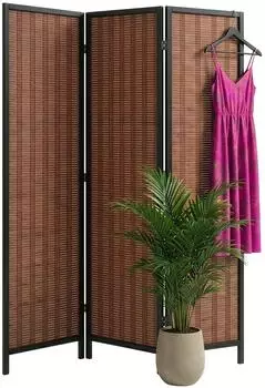 Relaxdays Paravent 3-teilig, faltbar, Bambus, 170x120cm, braun