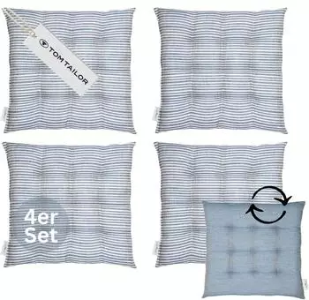 Tom Tailor Freshstripe Sitzkissen 9-lagig, 40x40cm, blau, 4er-Set (75320-080-40-40-4)