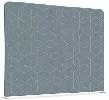 Showdown Displays Textil Raumteiler Basic Doppel Hexagon 200x150cm, grau, silberner Aluminiumrahmen (200-150-DSI15)