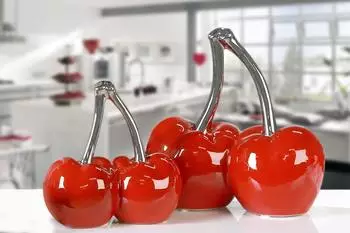 Casablanca Double Cherry Skulptur Keramik rot/silber, 16cm (36439)