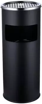 Relaxdays Standaschenbecher mit Inneneimer, Metall, 17l, 60,5x24cm, schwarz/silber (10051992)