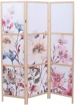 MCW Paravent O70 Blumen, Holz/Polyethylen, 170x137cm (100394)