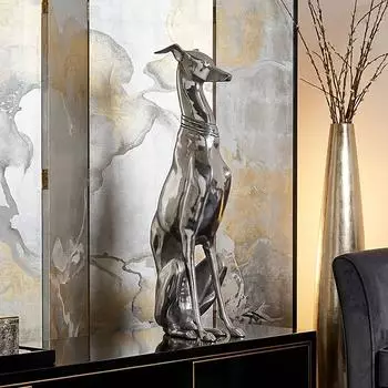 Finebuy Design Dog Windhund-Skulptur, Aluminium, silber (FB37863)