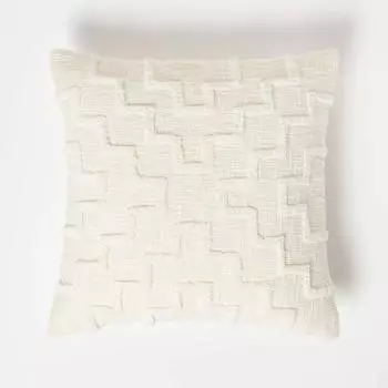 Homescapes Geometrisches Tufted-Kissen aus Baumwolle, natur, 45x45cm