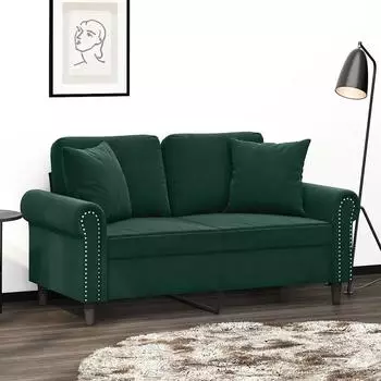 vidaXL Zierkissen 2 Stk., Samt, dunkelgrün, 40x40cm (349487)