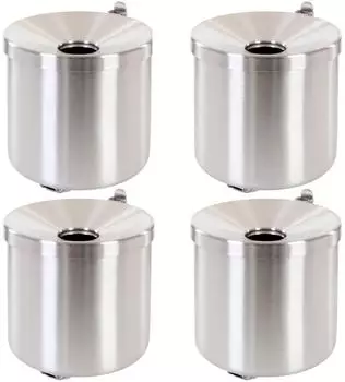 Proregal SparSet 4x Runder Feuerlöschender Wandaschenbecher 2 Liter HxØ 16 x 16 cm Metal Edelstahl & Silber