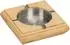 Relaxdays Tischaschenbecher Bambus Edelstahl Natur Silber Rutschfest 4 cm x 15 cm x 15 cm 0,37 kg