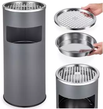 TecTake Standaschenbecher Rund Mit M&uuml;lleimer und Inneneimer 25 x 25 x 61 cm Anthrazit