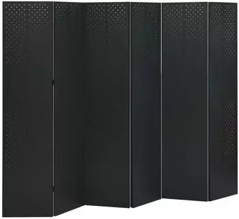 vidaXL Raumteiler 6-teilig Stahl 240x180cm, schwarz