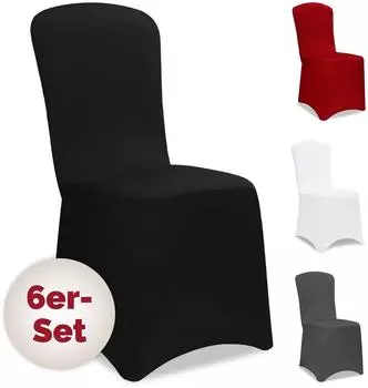 Detex Stuhlhussen 6er-Set, Stretch, schwarz (109966)