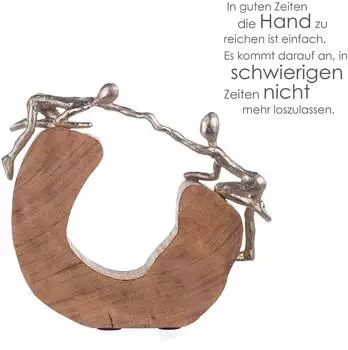 Gilde Skulptur &bdquo;Support" Aluminium/Mangoholz, 24cm (81022)