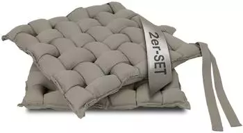 ZOLLNER Sitzkissen 2er-Set 40x40cm hellgrau, Baumwolle/Polyester, mit B&auml;ndern