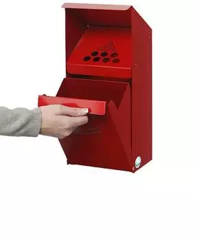 Proregal Großvolumiger Wandascher Mit Schutzdach 3,7 Liter HxBxT 41 x 18 x 15 cm Verzinkter Stahl Rot
