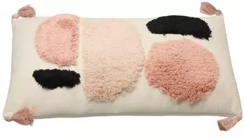 Eglo Chevery Dekokissen mit Quasten, Baumwolle/Polyester, creme/rosa/schwarz, 45x45cm (420009)