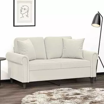 vidaXL Zierkissen 2er-Set, creme, 40x40cm, Samt (349493)