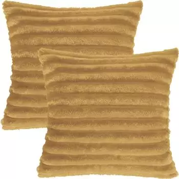 Erwin Müller Fleece Kissenhülle Aosta 2er-Pack 45x45 cm ocker