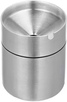 Relaxdays Aschenbecher mit Deckel Edelstahl Silber 8,5 cm x 7 cm 160 g
