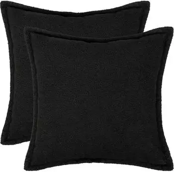 vidaXL Kissenbezug 2 pcs HOUTEN Schwarz 70 x 70 cm Bouclé