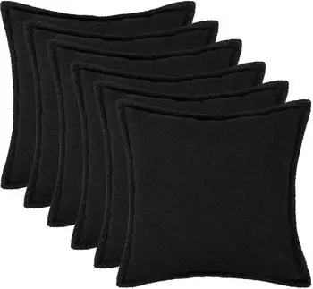 vidaXL Kissenbezug 6 pcs HOUTEN Schwarz 65 x 65 cm Boucl&eacute;
