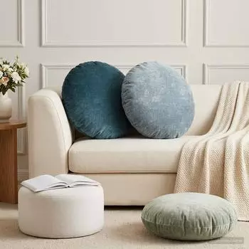 vidaXL Kissenbezug 2 stk. HEERLEN Blau &Oslash; 60 cm Chenille-Stoff