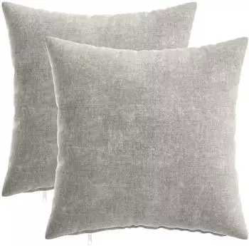 vidaXL Kissenbezug 2 stk. HEERLEN Hellgrau 40 x 40 cm Chenille-Stoff