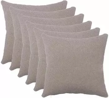vidaXL Kissenbezug 6 pcs HEERLEN Hellgrau 40 x 40 cm Boucl&eacute;