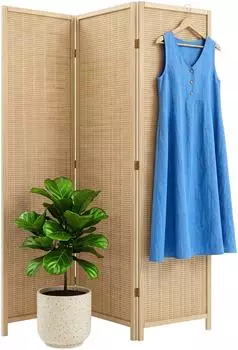Relaxdays Paravent 3-teilig, faltbar, Bambus, 170x120cm