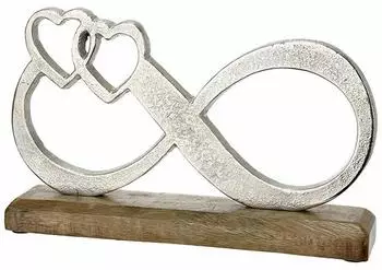 Gilde Standrelief "Unendlichkeit" Herzmotiv, Aluminium, Mangoholz, silberfarben (48511)